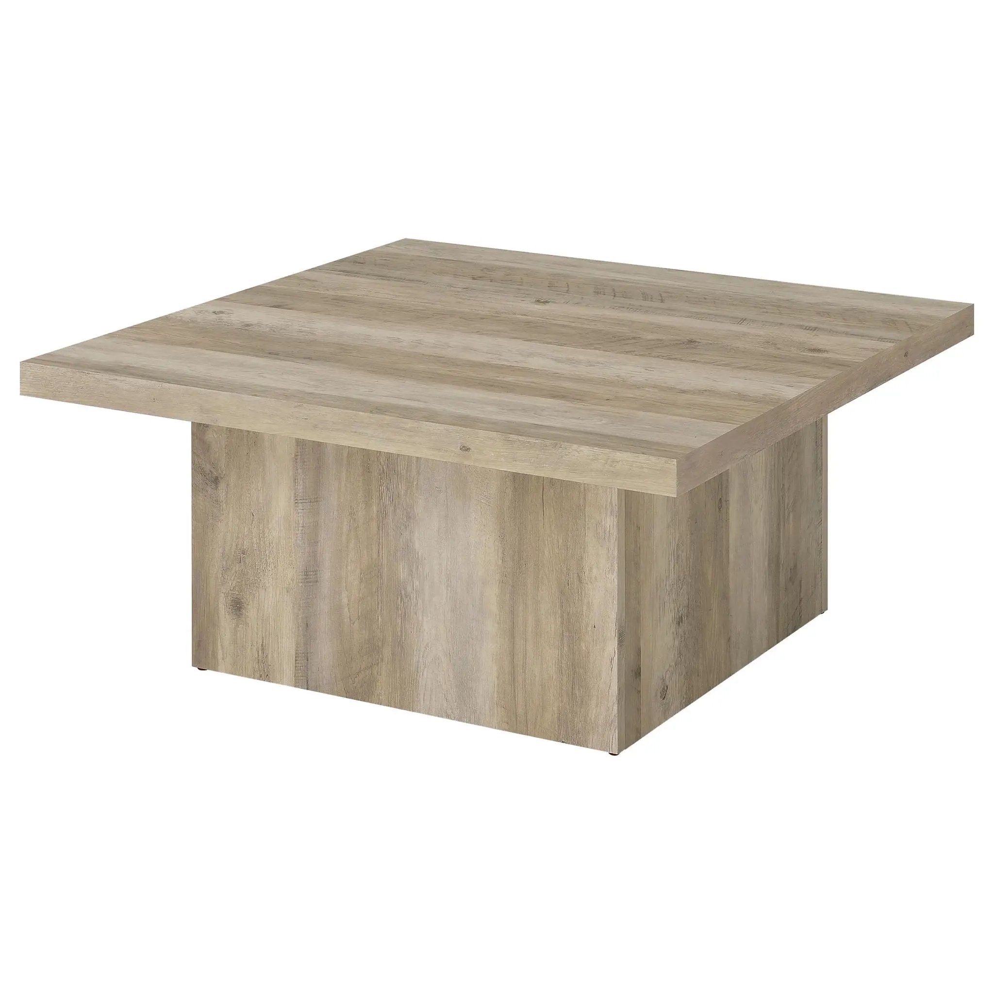 Devar Square Engineered Wood Coffee Table Distressed Pine by Unique Piece Furniture