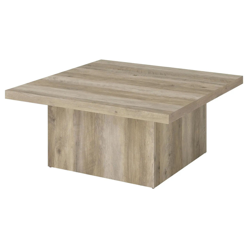 Devar Square Engineered Wood Coffee Table Distressed Pine by Unique Piece Furniture