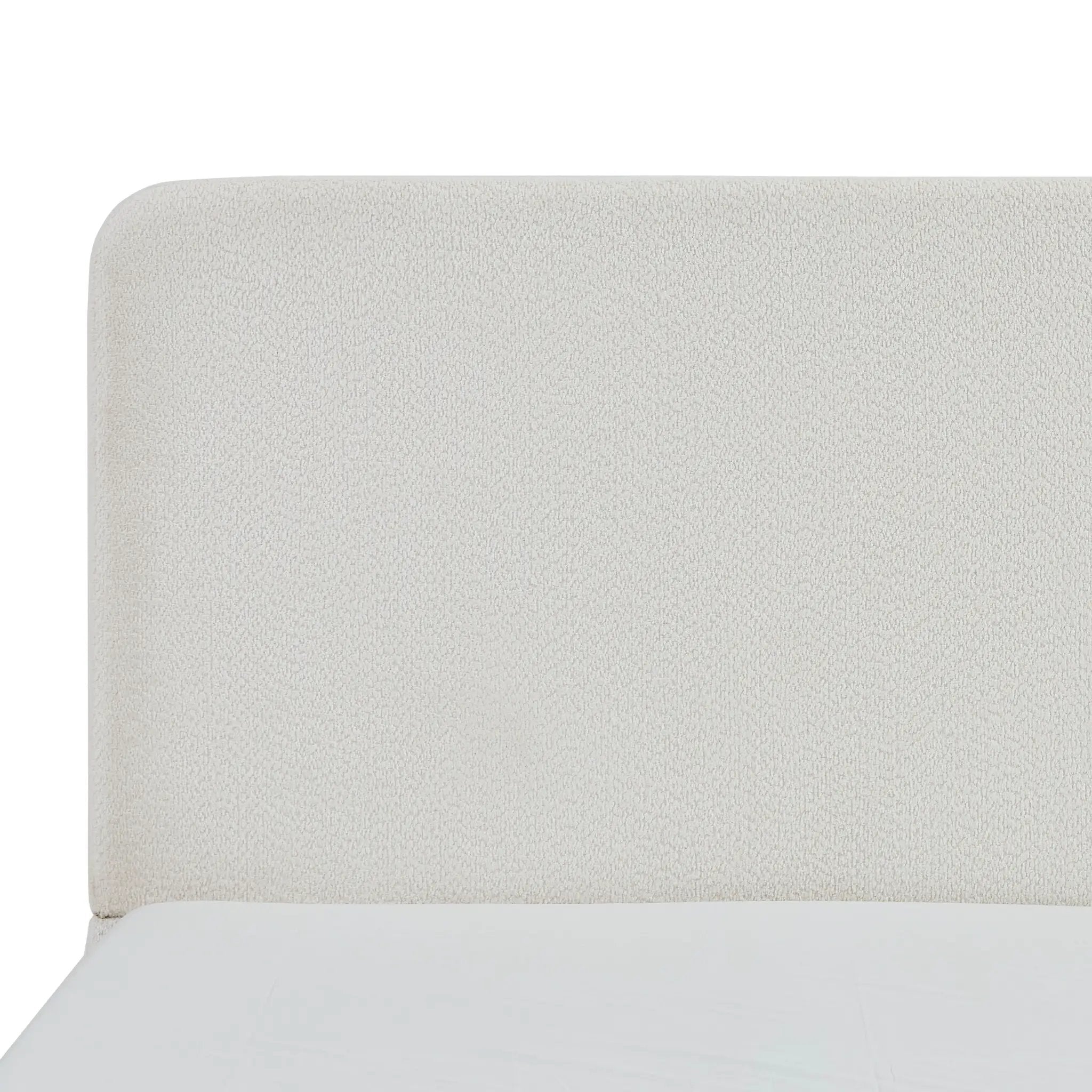 Canter Tall Headboard Upholstered Bed in Pearl White Chenille, Queen Size by HouseOfZazla