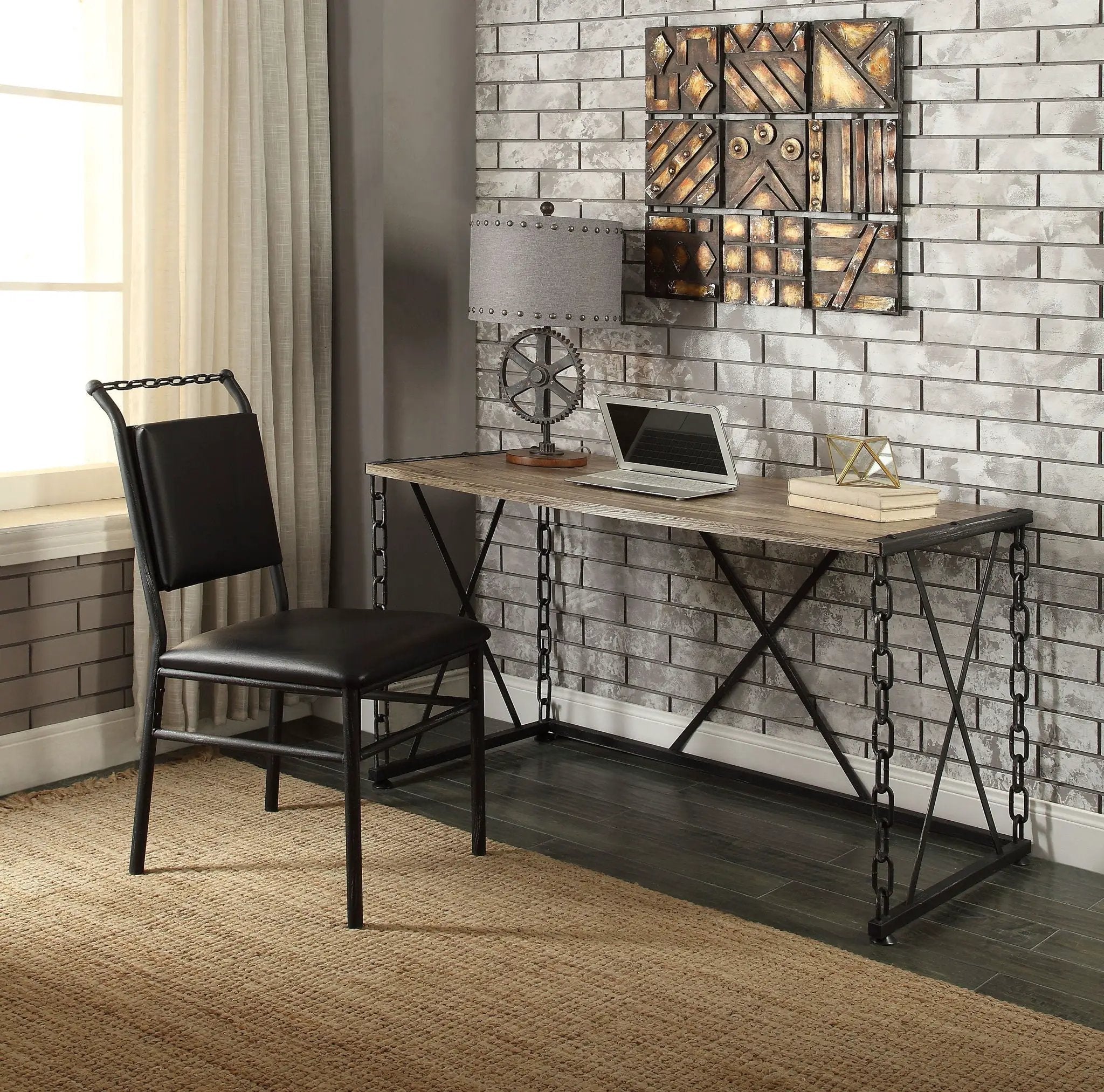 Jodie - Console Table (Same 92248) - Rustic Oak & Antique Black by Unique Piece Furniture
