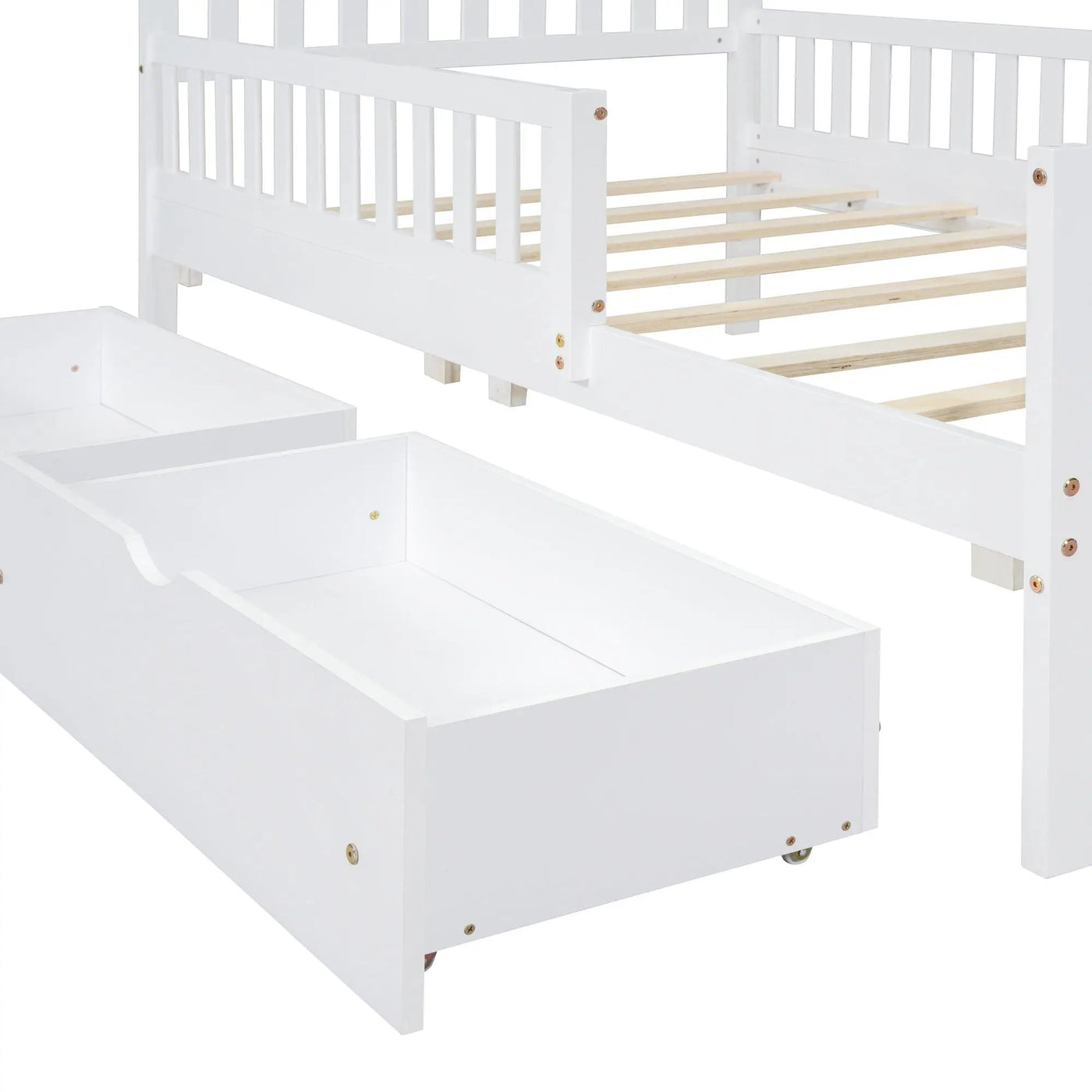 Platform Bed With Guardrails On Both Sides And 2 Storage Drawers by HouseOfZazla