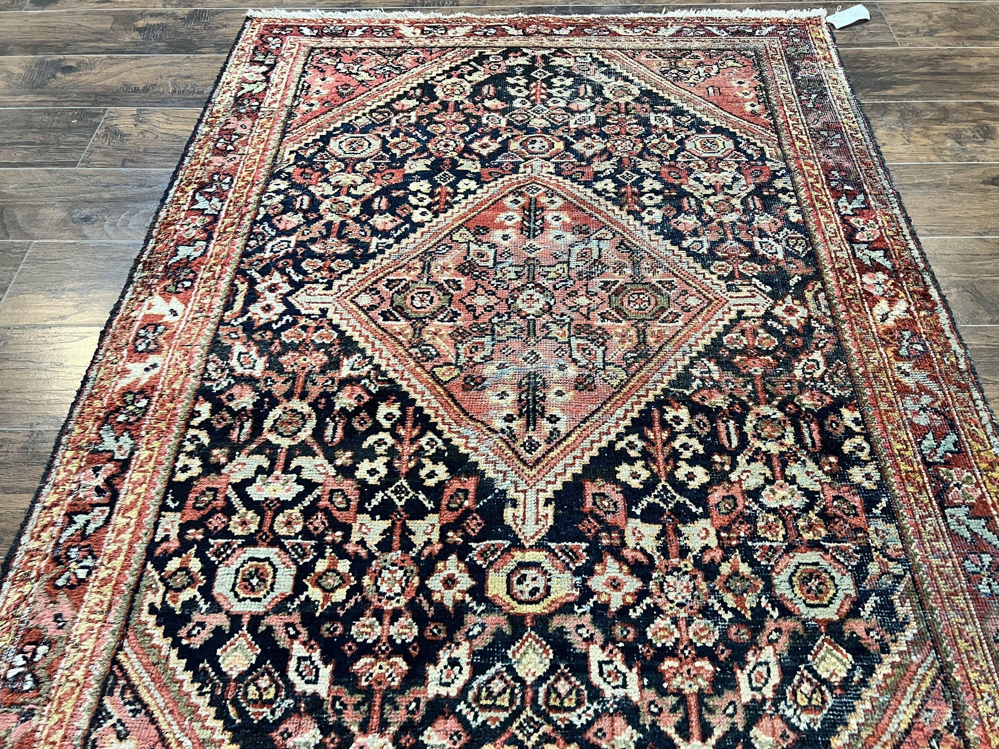 Antique Persian Mahal Rug 4x7, Wool Hand Knotted Tribal Geometric Carpet by Jewel Rugs