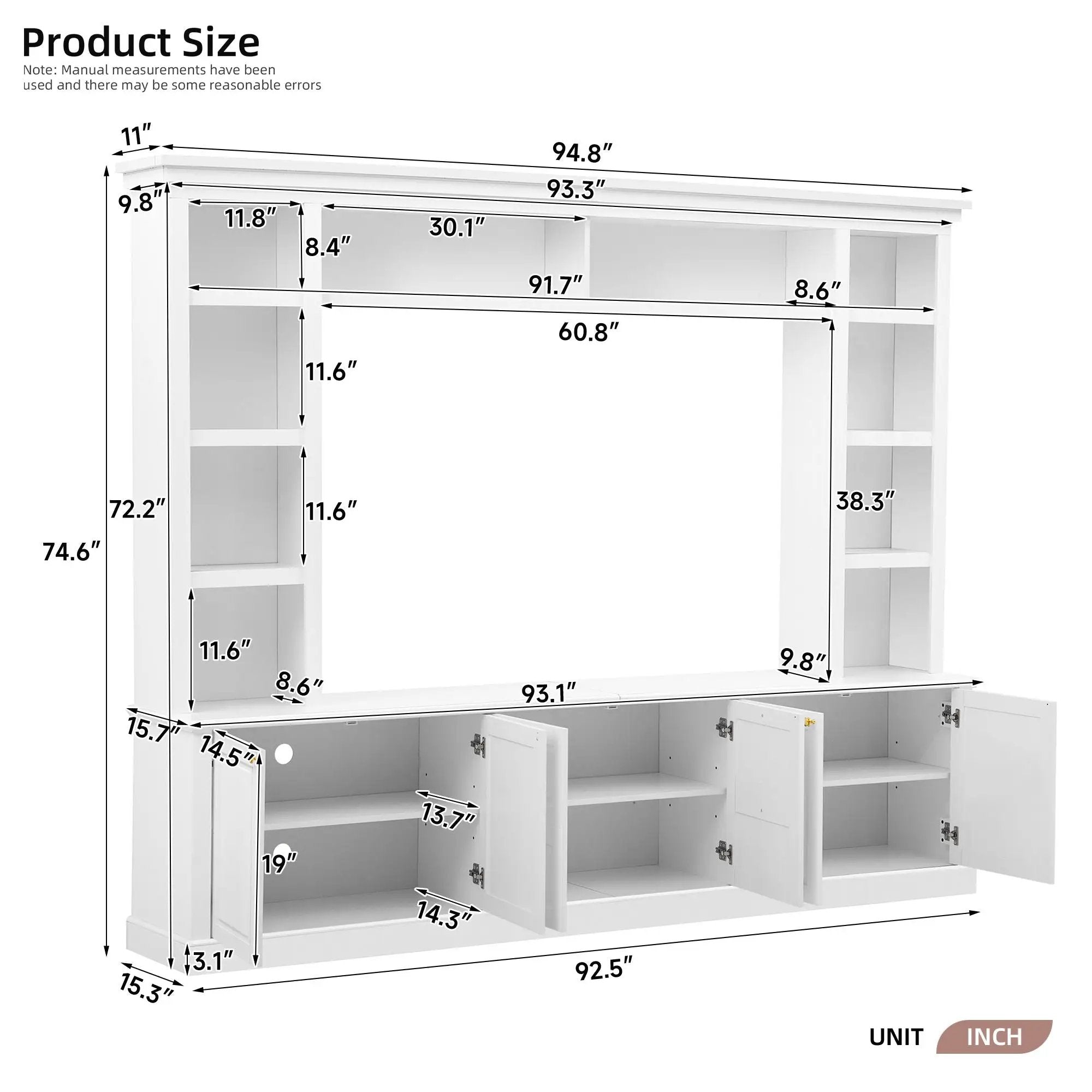 TV Stand With Bookcase, Storage Cabinet With 3 Adjustable Shelves, Living Room Entertainment Center - White by HouseOfZazla