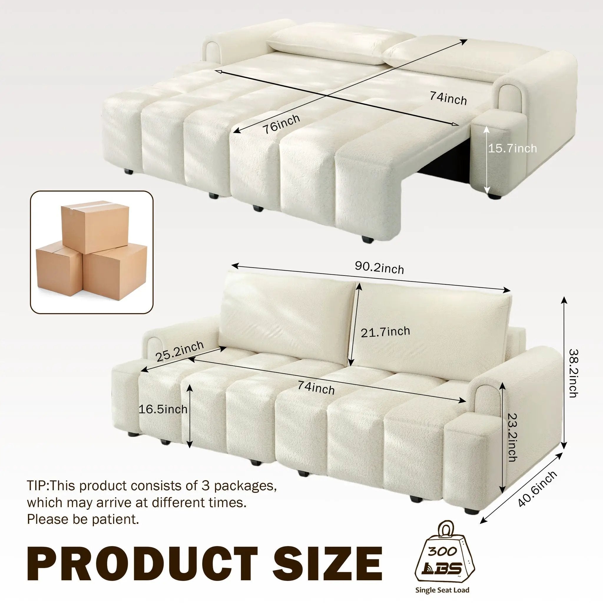 4 Seater Modern Couch With Seats Storage by HouseOfZazla