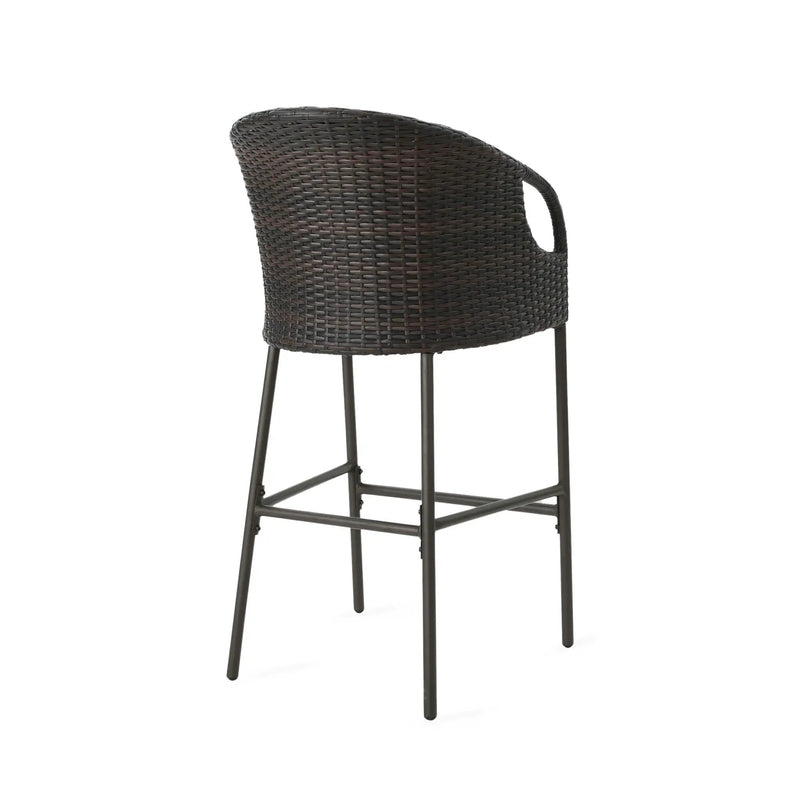 Outdoor 31" Rattan Barstools With Waterproof Cushions (Set of 2) - Multi Brown by HouseOfZazla