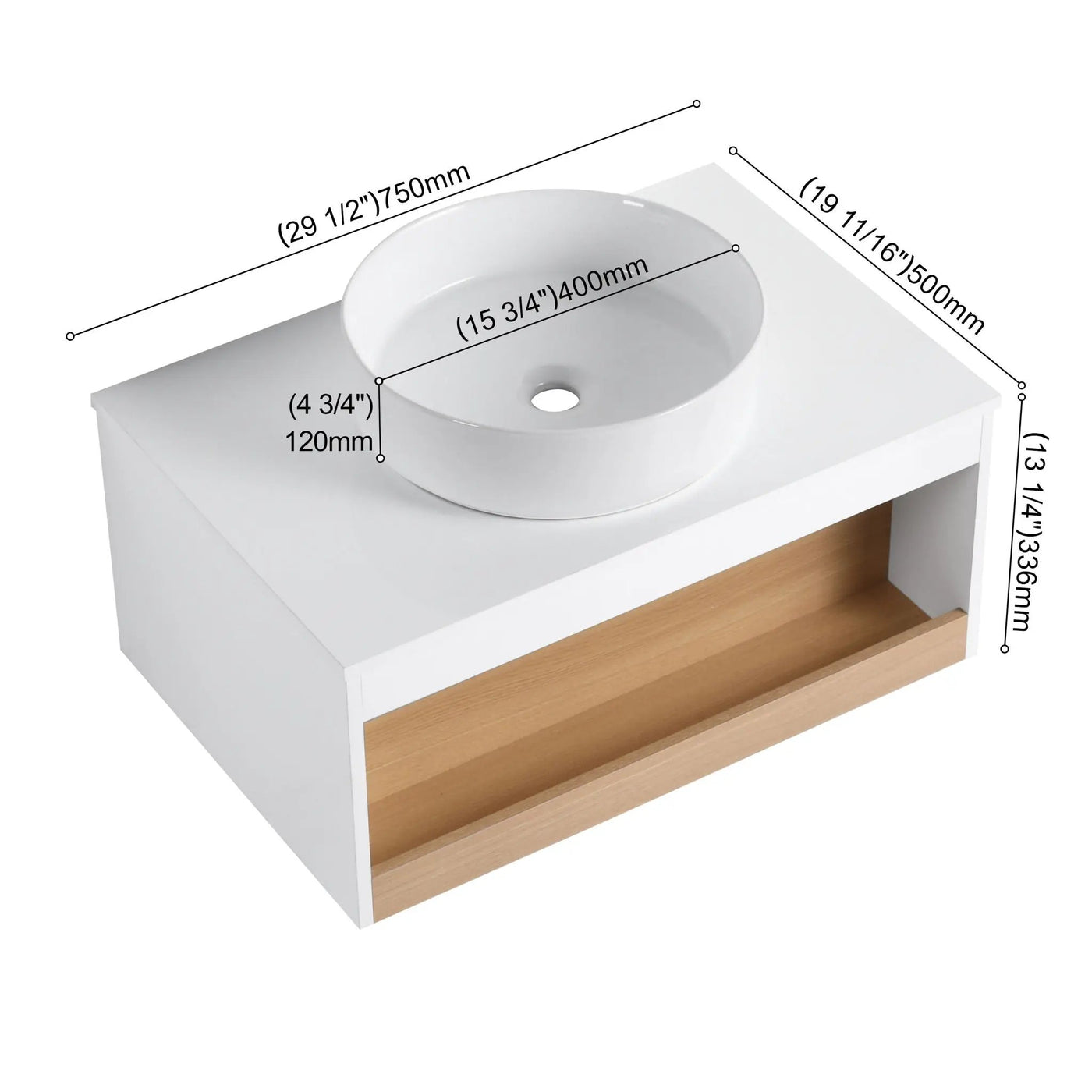 Floating Bathroom Vanity With Glossy Round Vessel Sink by HouseOfZazla