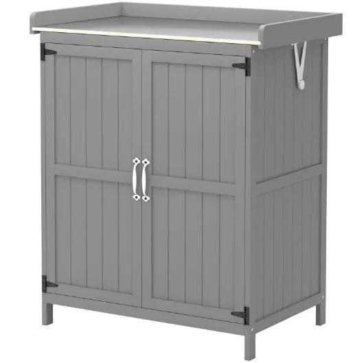 Wooden Potting Bench with 2 Doors and Outdoor Storage Cabinet by HouseOfZazla