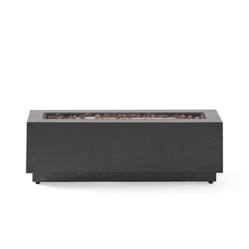 Modern Dark Grey 40' Outdoor Iron Propane Fire Pit by HouseOfZazla