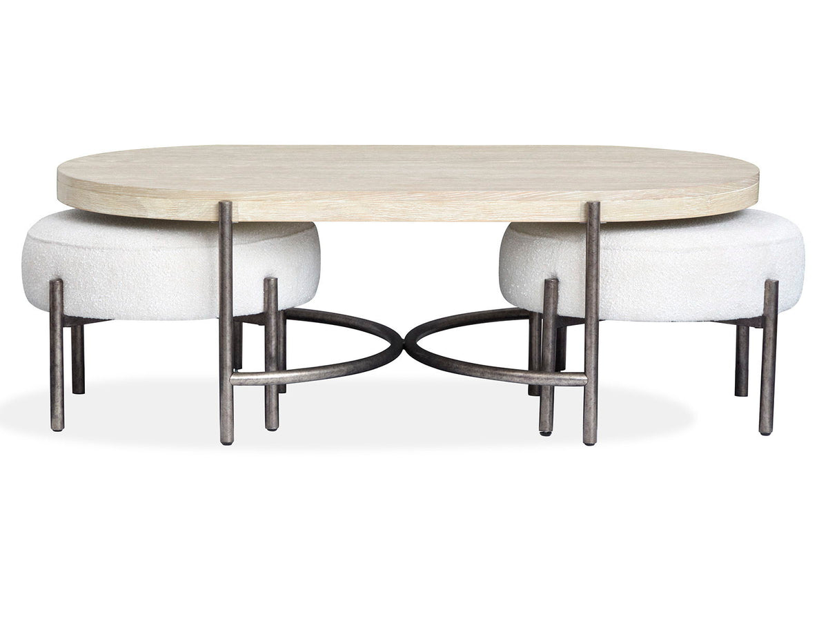 Jennings - Oval Cocktail Table With Two Ottomans - Edgecomb Gray And Weathered Antique Nickel, photo 2 of 7