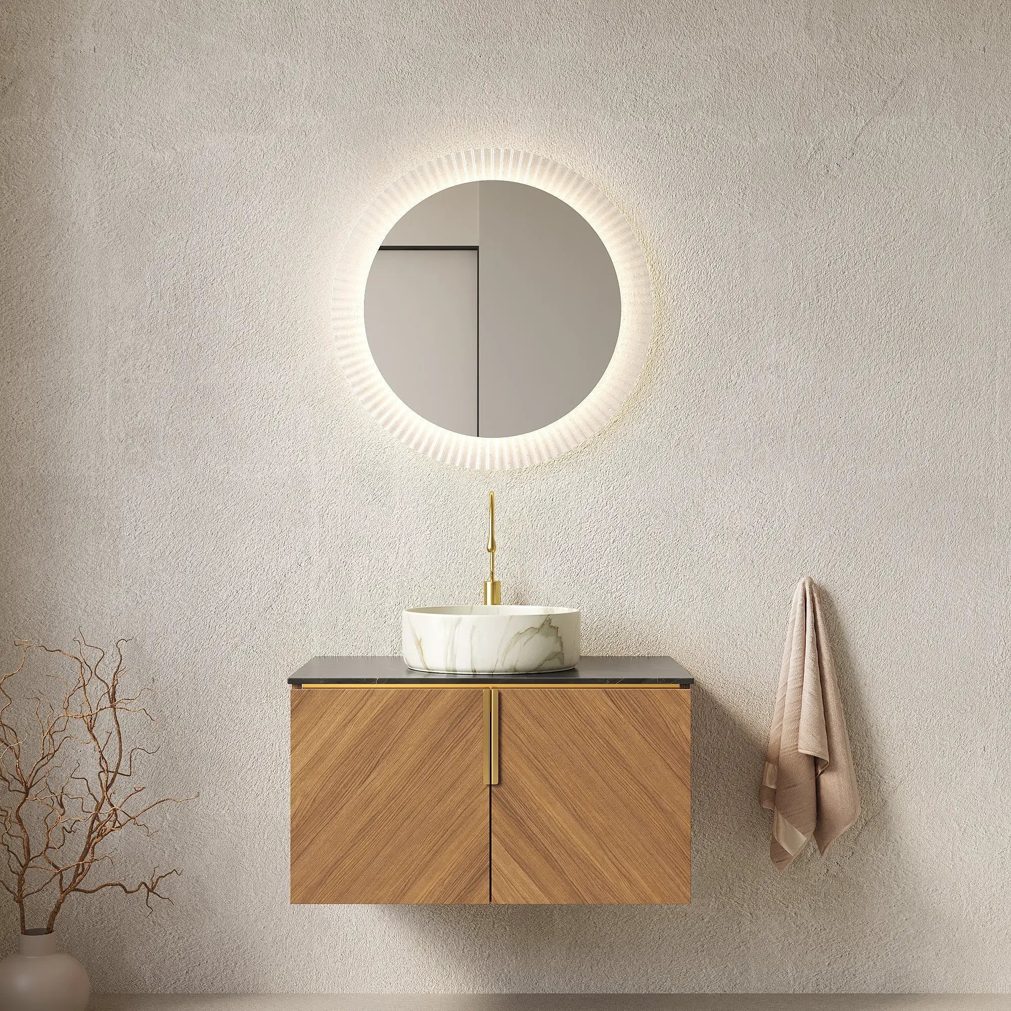 ARAI 30" Bathroom Vanity & Sink, Floating Plywood Storage Cabinet with 2 Doors by HouseOfZazla