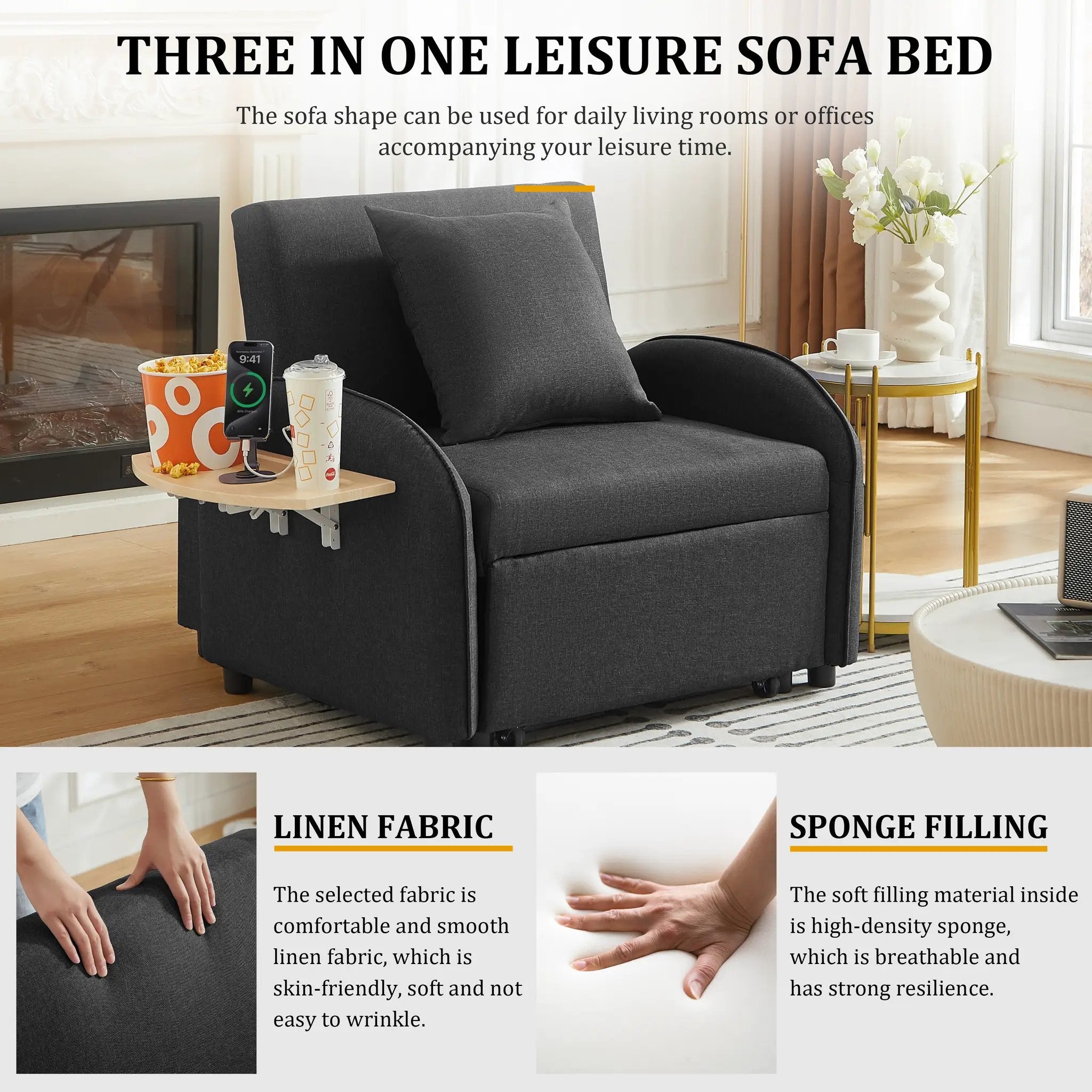 3-in-1 Convertible Sofa Chair Bed by HouseOfZazla