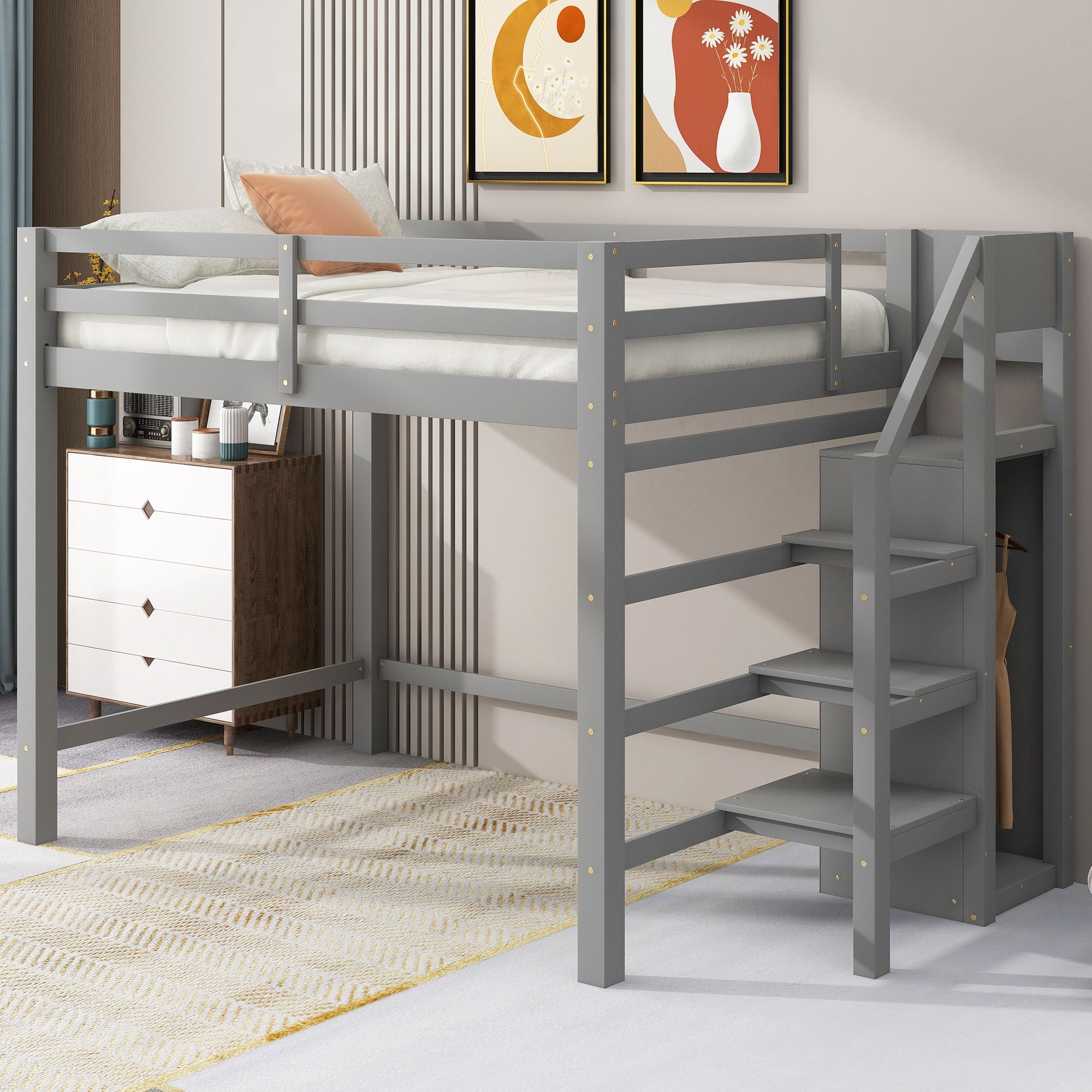 Loft Bed With Built In Storage Wardrobe And Staircase by Unique Piece Furniture
