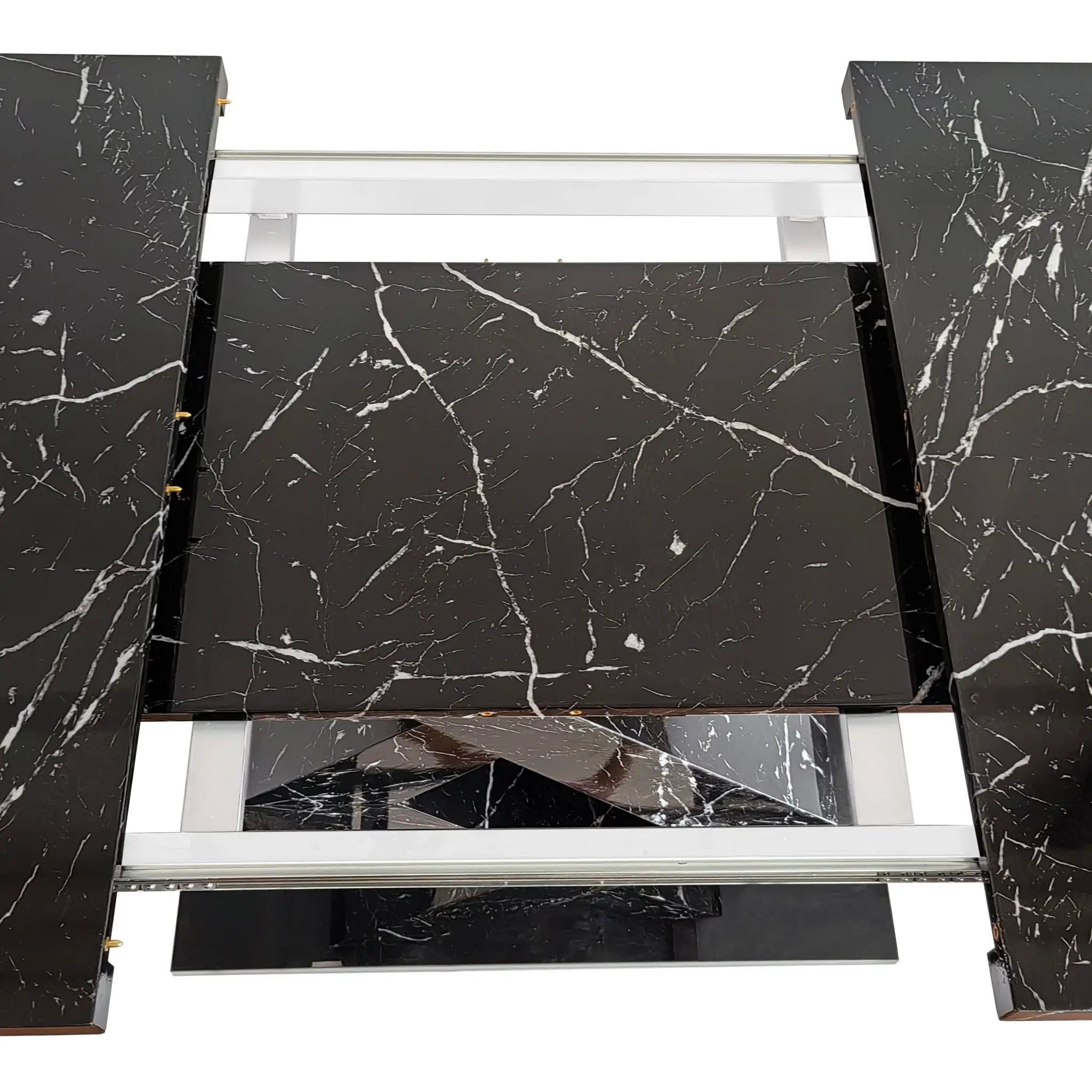 Modern Rectangle Dining Table With Stretchable TopAnd X Shape Legs