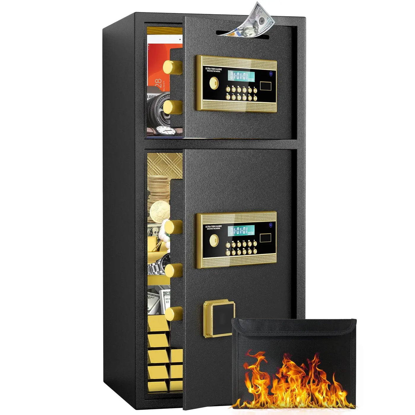 Large Double Door Coin Operated Safe, Digital Security Safe With Fireproof And Waterproof Bag by HouseOfZazla