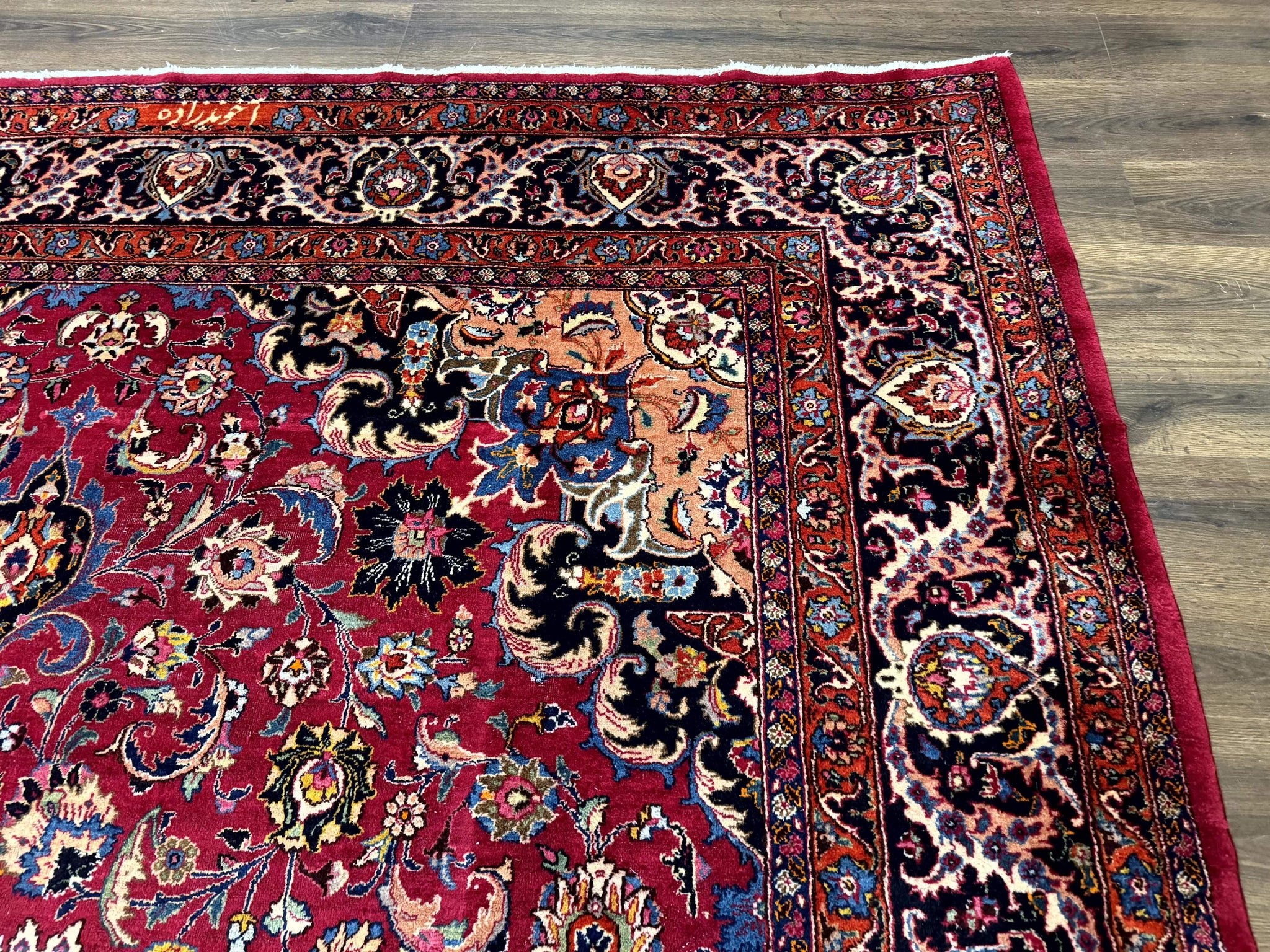 Red Persian Mashad Rug 10x13 - Floral Medallion Signed By Masterweaver by Jewel Rugs