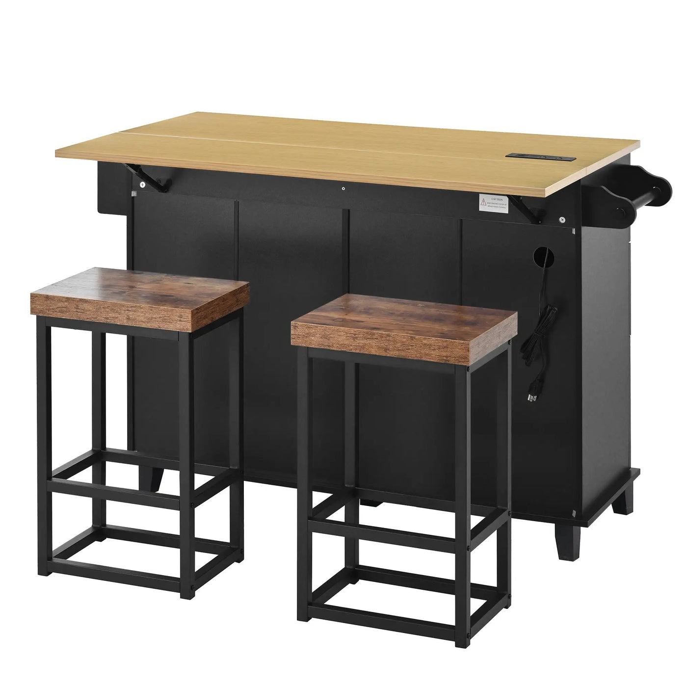 TOPMAX Farmhouse Kitchen Island with Drop Leaf and 2 Seatings by HouseOfZazla