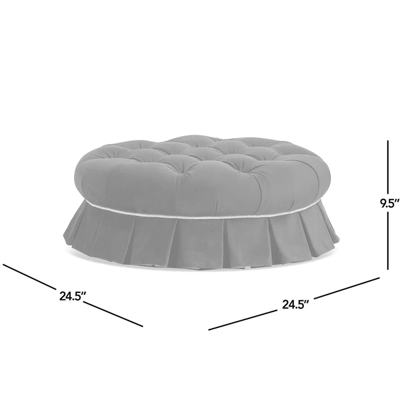 Roquefort 24.5" Round Tufted Velvet Pet Bed with Box-Pleated Skirt by HouseOfZazla