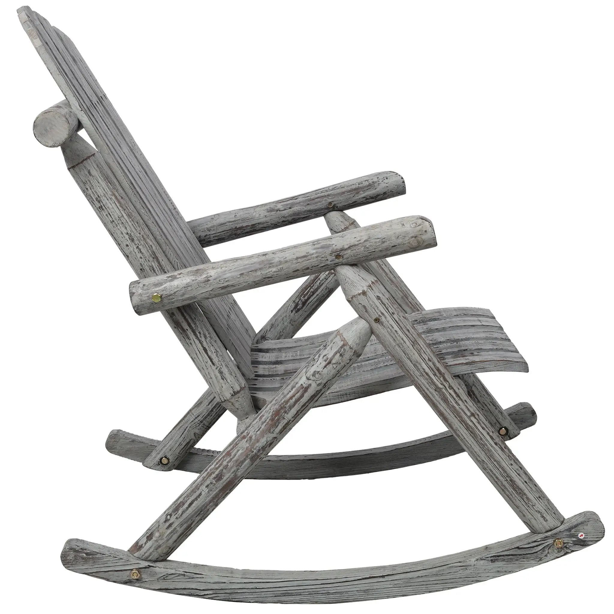 Durable Wooden Porch Rocker, Fir Log Rocking Chair by HouseOfZazla