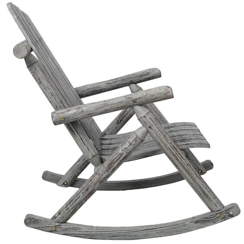 Durable Wooden Porch Rocker, Fir Log Rocking Chair by HouseOfZazla