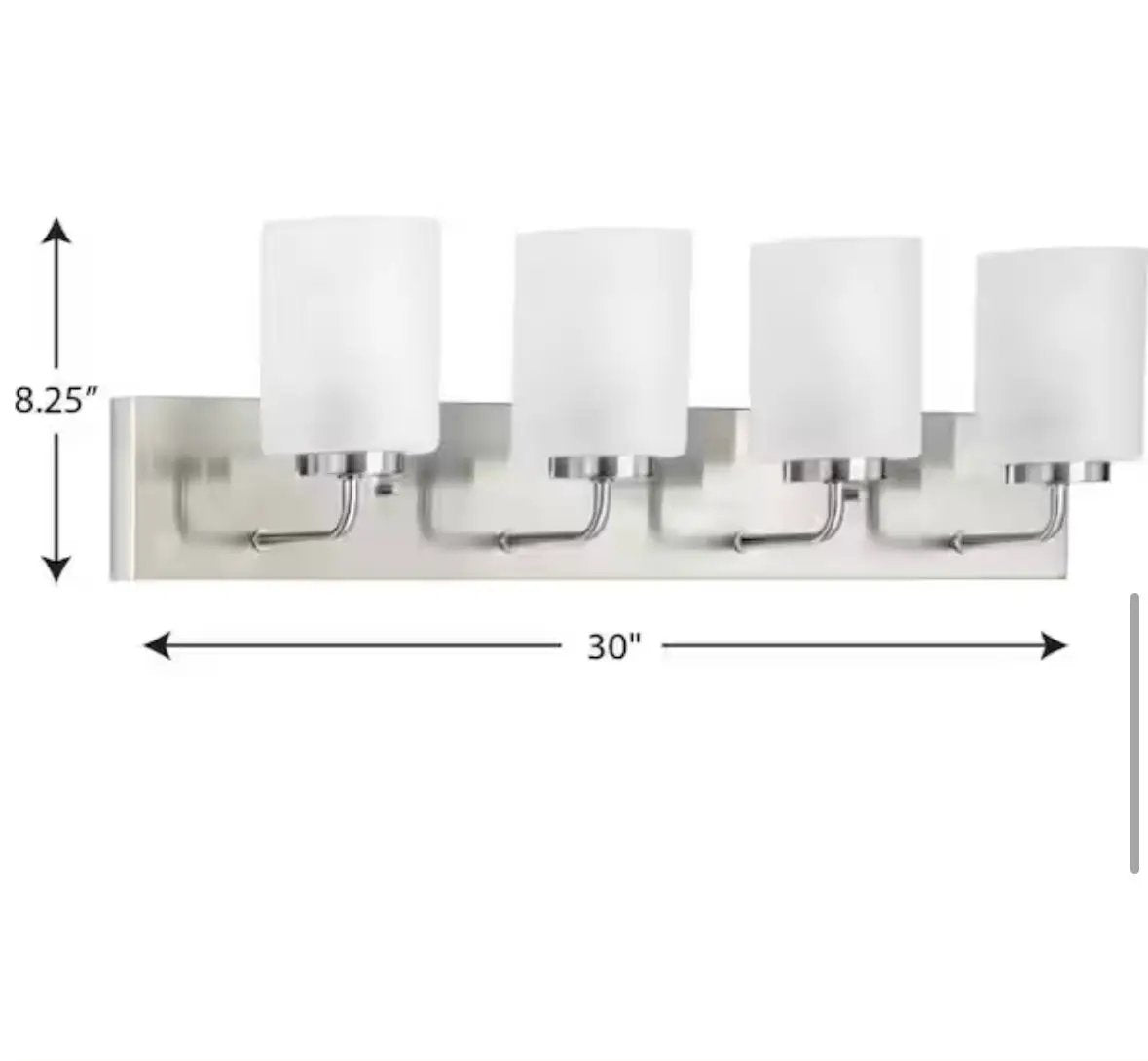 Progress Lighting Merry Collection 30 in. 4-Light Brushed Nickel Etched Glass Transitional Bathroom Vanity Light by Selzalot