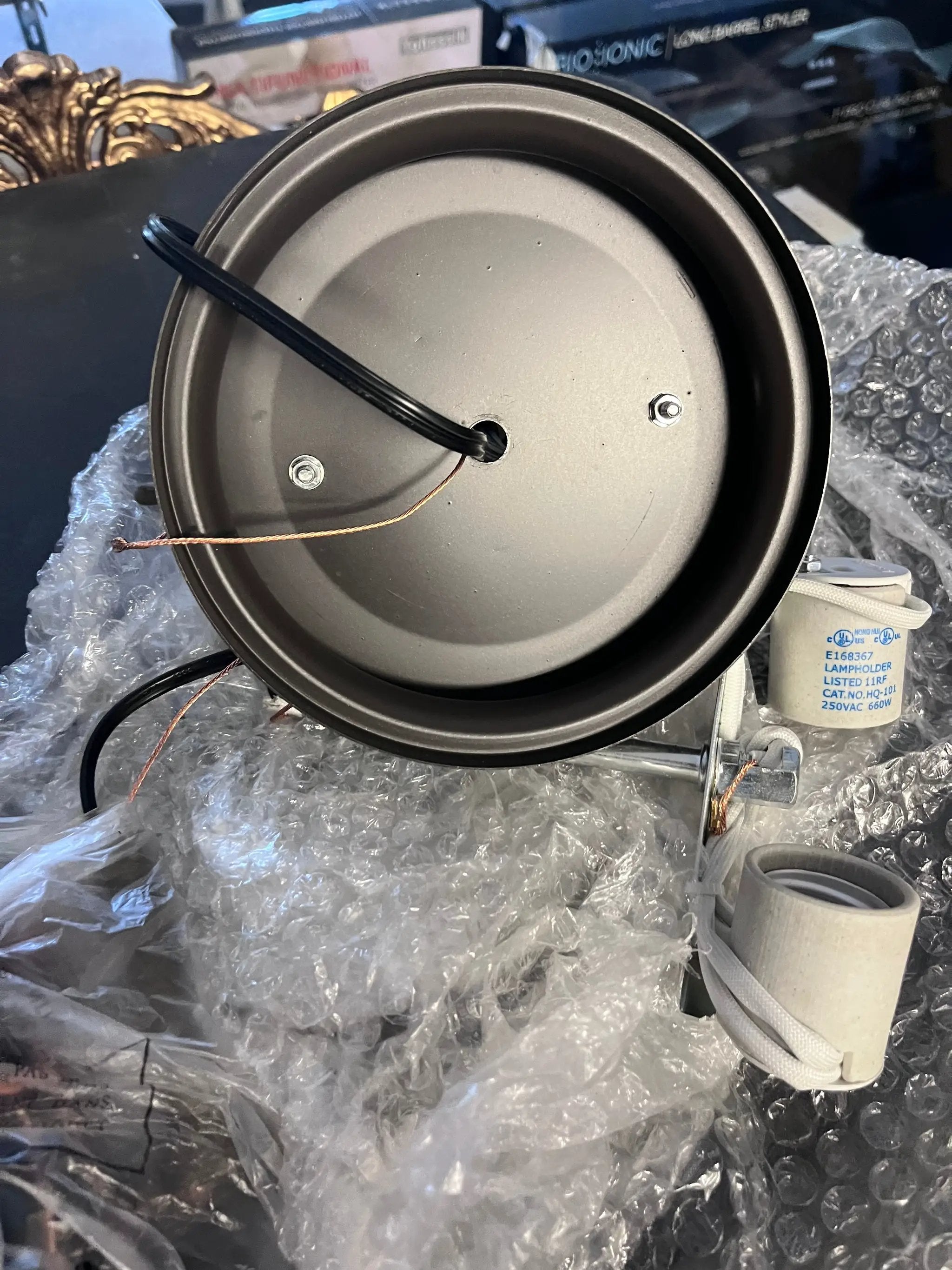 Open Box KICHLER Opal 2-Light Character Bronze Vintage Globe Kitchen Pendant Hanging Light with Opal Glass by Selzalot