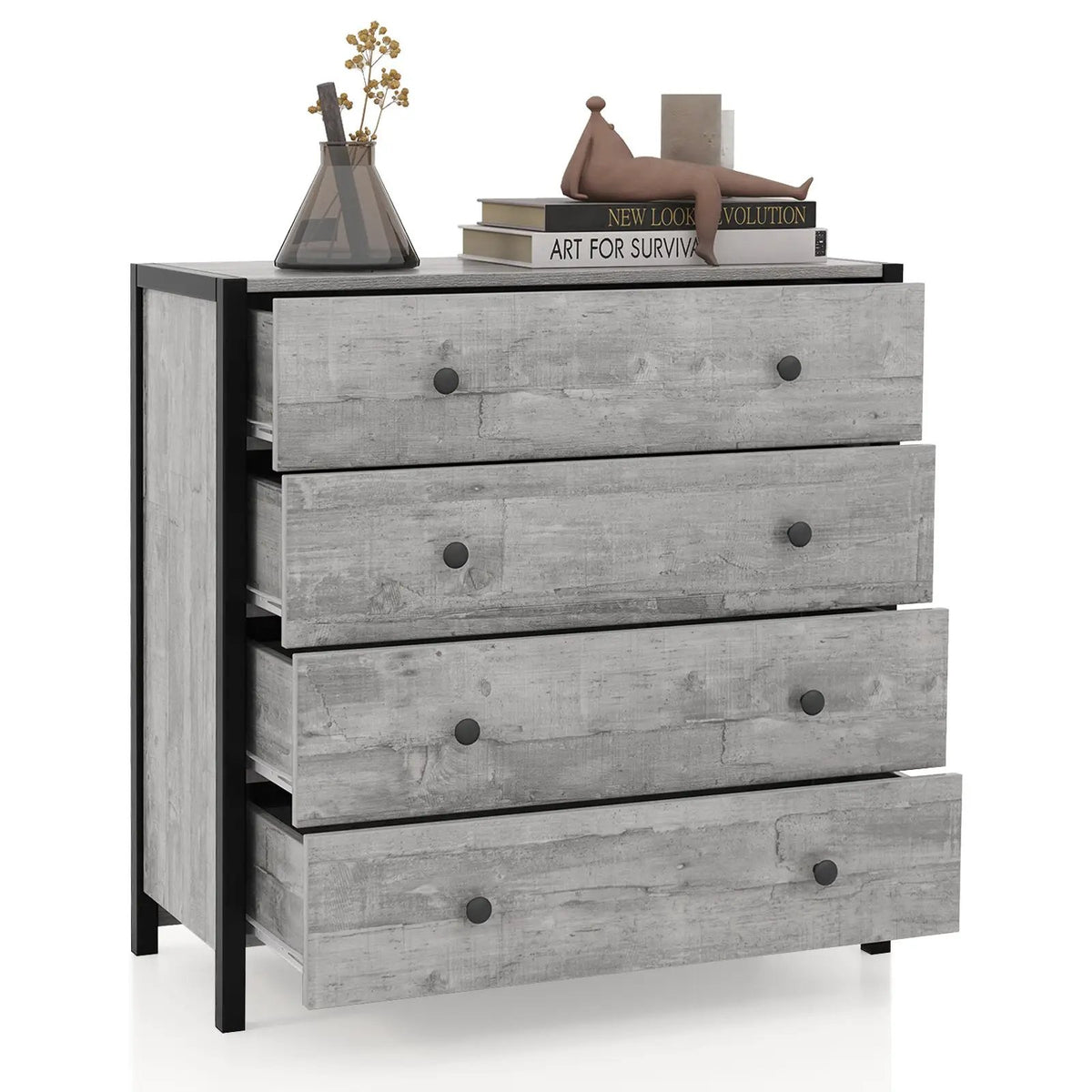 4-Drawer Dresser Modern Wooden Chest of Drawers for Bedroom Living Room by DirectDeals