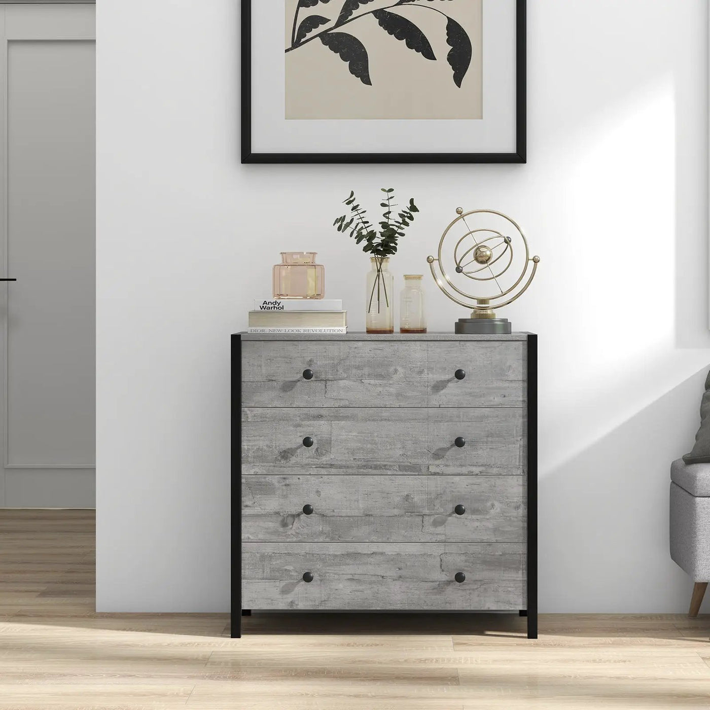 4-Drawer Dresser Modern Wooden Chest of Drawers for Bedroom Living Room by DirectDeals
