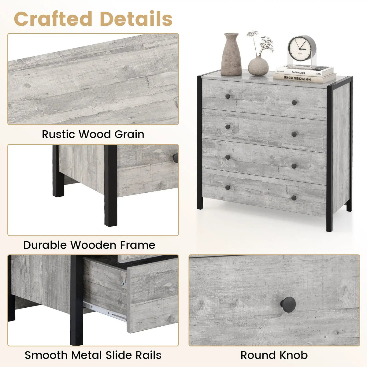 4-Drawer Dresser Modern Wooden Chest of Drawers for Bedroom Living Room by DirectDeals
