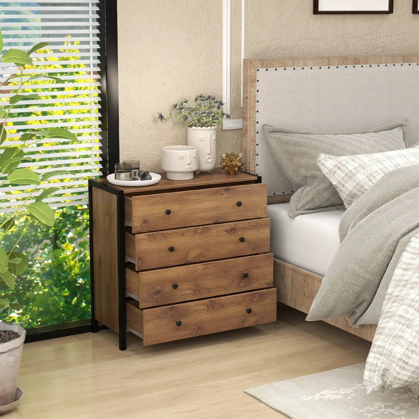 4-Drawer Dresser Modern Wooden Chest of Drawers for Bedroom Living Room by DirectDeals