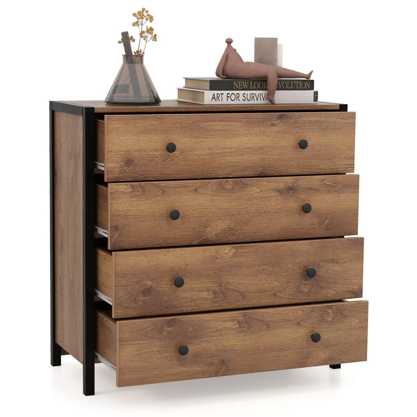 4-Drawer Dresser Modern Wooden Chest of Drawers for Bedroom Living Room by DirectDeals