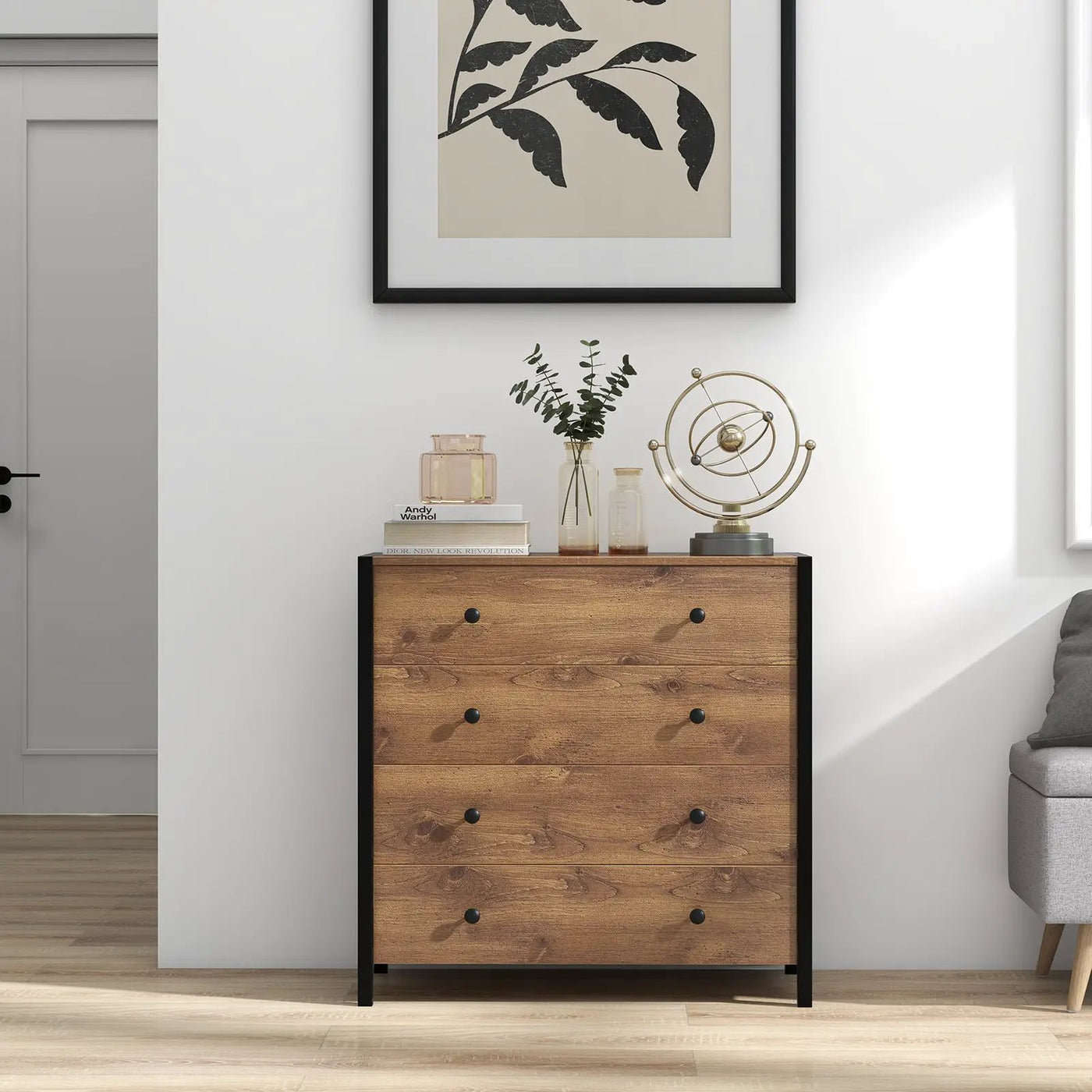 4-Drawer Dresser Modern Wooden Chest of Drawers for Bedroom Living Room by DirectDeals