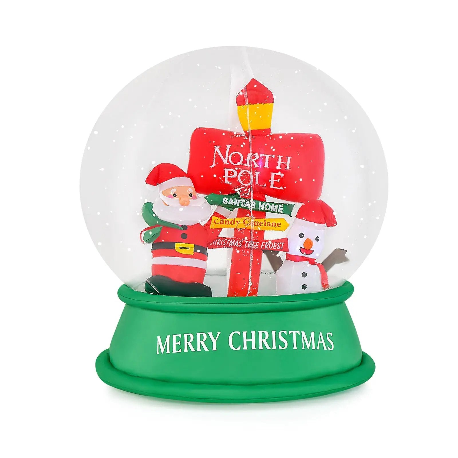 4 Feet Christmas Inflatable Snow Globe with Santa Snowman Road Sign by DirectDeals