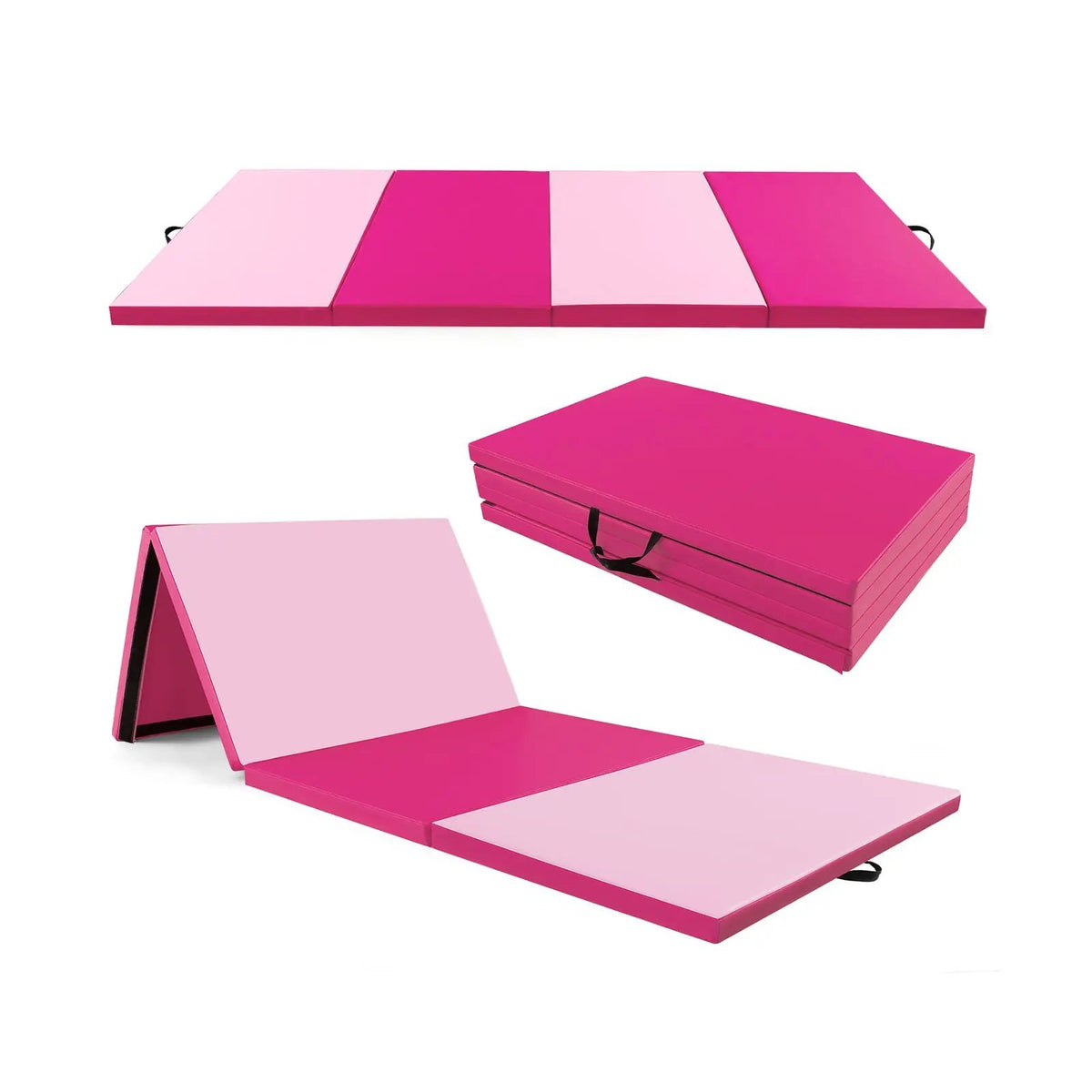 4-Panel PU Leather Folding Exercise Mat with Carrying Handles by DirectDeals