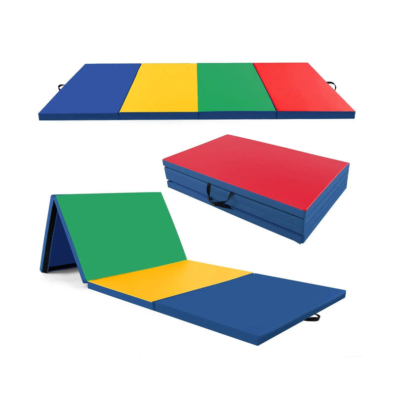 4-Panel PU Leather Folding Exercise Mat with Carrying Handles by DirectDeals