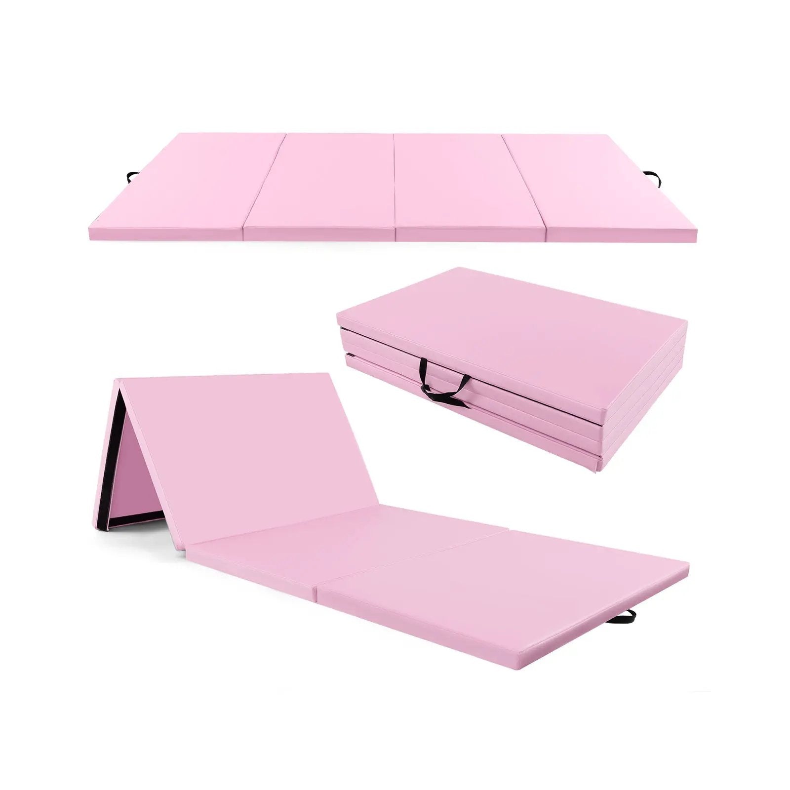 4-Panel PU Leather Folding Exercise Mat with Carrying Handles by DirectDeals