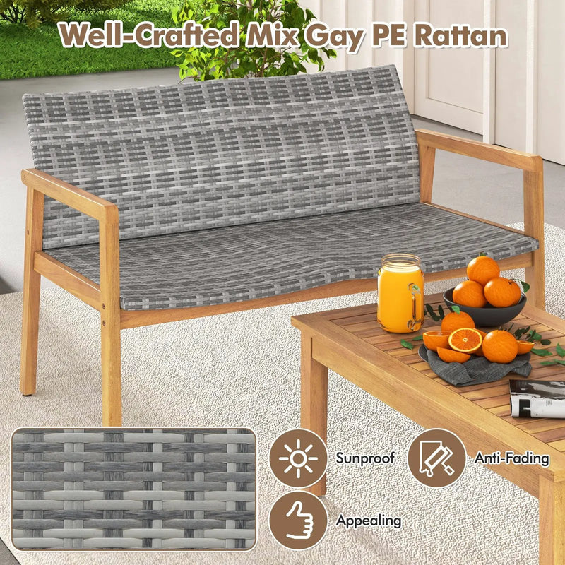 4-Piece Patio Furniture Set with Loveseat Single Chairs and Coffee Table by DirectDeals