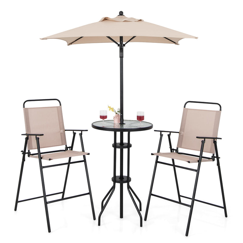 4 Pieces Outdoor Bar Set with Umbrella-Beige by DirectDeals