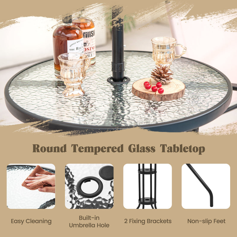 4 Pieces Outdoor Bar Set with Umbrella-Beige by DirectDeals