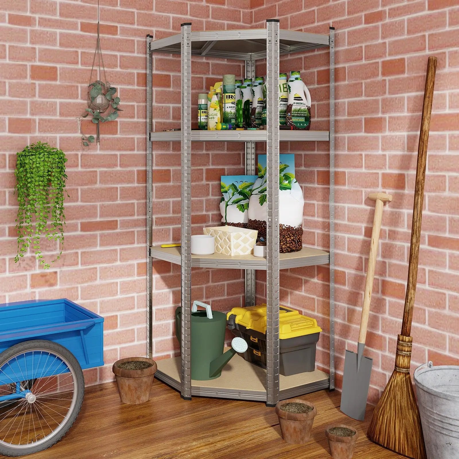 4-Tier Corner Shelving Unit Adjustable Garage Storage Utility Rack for Warehouse by DirectDeals