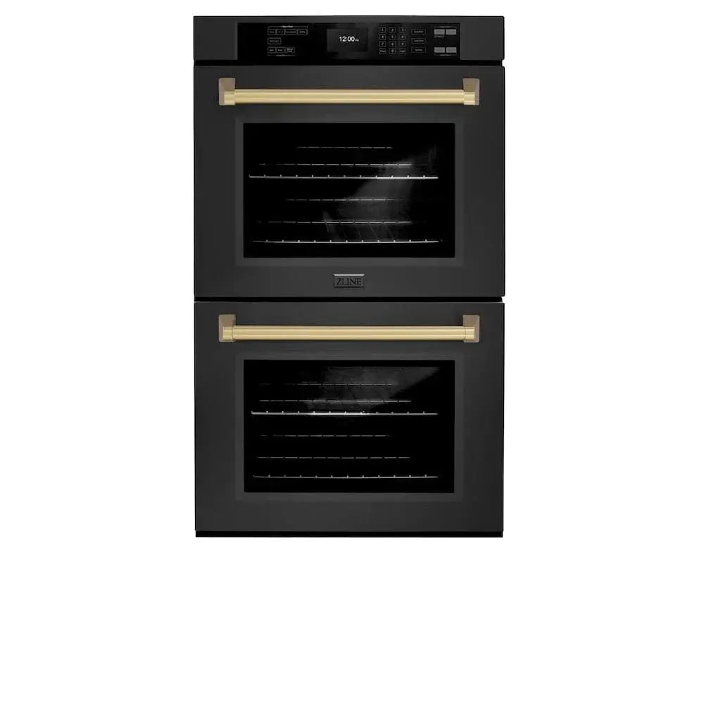 ZLINE 30"Professional True Convection Double Wall Oven, Air Fry, Self Clean Black Stainless Steel, Champagne Bronze WADBZ-30-CB by Farmhouse Kitchen and Bath