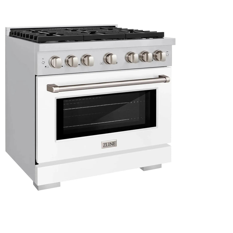 ZLINE 36"Paramount Dual Fuel Range Stainless Steel, White Matte, SDR-WM-36 by Farmhouse Kitchen and Bath