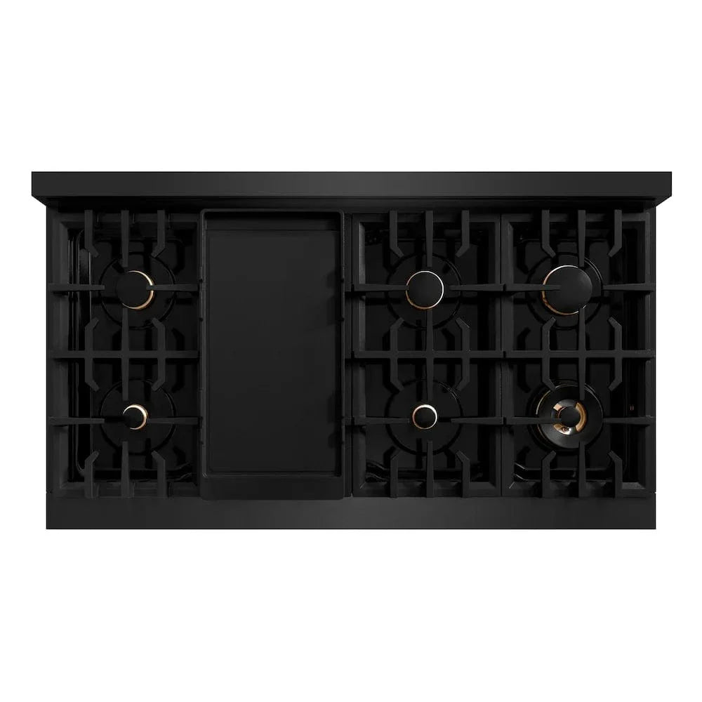 ZLINE 48" Classic Gas Range, Convection Gas Oven Black Stainless Steel Brass Burners, CGRB-BR-48 by Farmhouse Kitchen and Bath