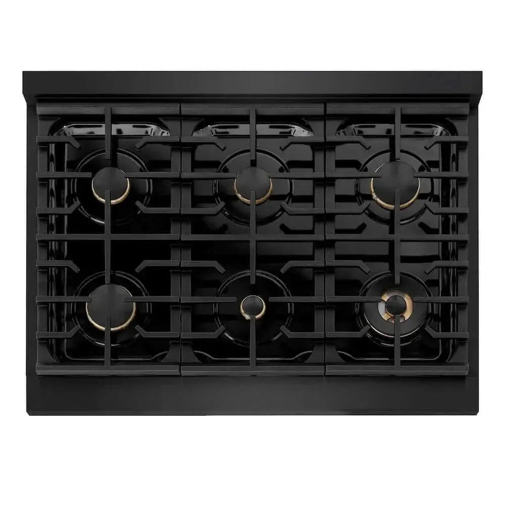 ZLINE 36"Gas Range, Convection Gas Oven, Black, Gold,SGRBZ-36-G by Farmhouse Kitchen and Bath