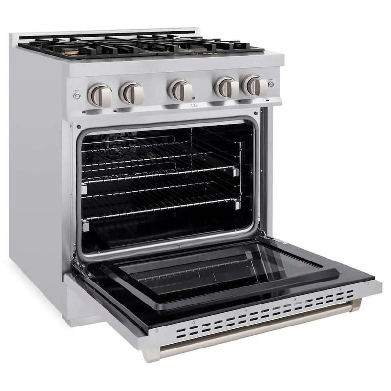 ZLINE 30" Select Dual Fuel Range Gas Cooktop Electric Convection Oven Stainless Steel Brass Burners HDR-BR-30 by Farmhouse Kitchen and Bath