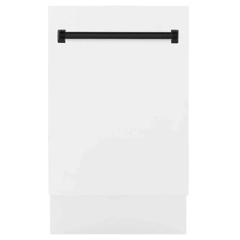 ZLINE Autograph 18" Dishwasher White Door, Black Handle DWVZ-WM-18-MB by Farmhouse Kitchen and Bath