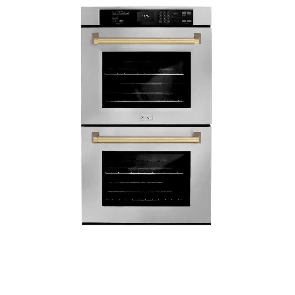 ZLINE 30"Professional True Convection Double Wall Oven, Air Fry, Self Clean, Stainless Steel, Champagne Bronze WADZ-30-CB by Farmhouse Kitchen and Bath