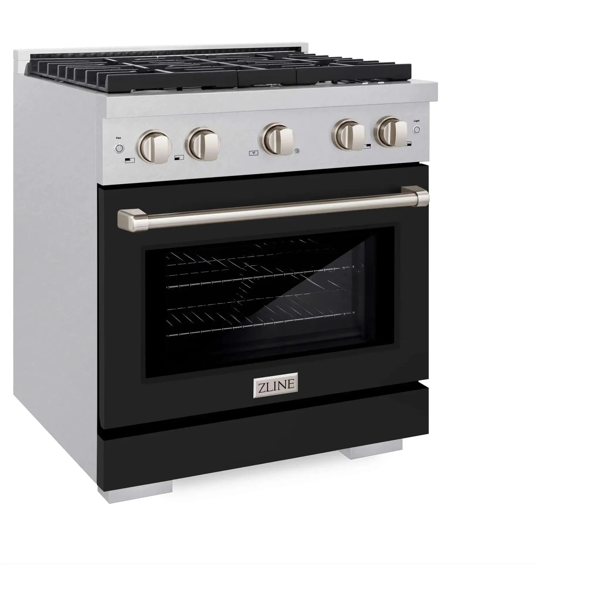 ZLINE 30"Paramount Dual Fuel Range DuraSnow® Black Matte SDRS-BLM-30 by Farmhouse Kitchen and Bath