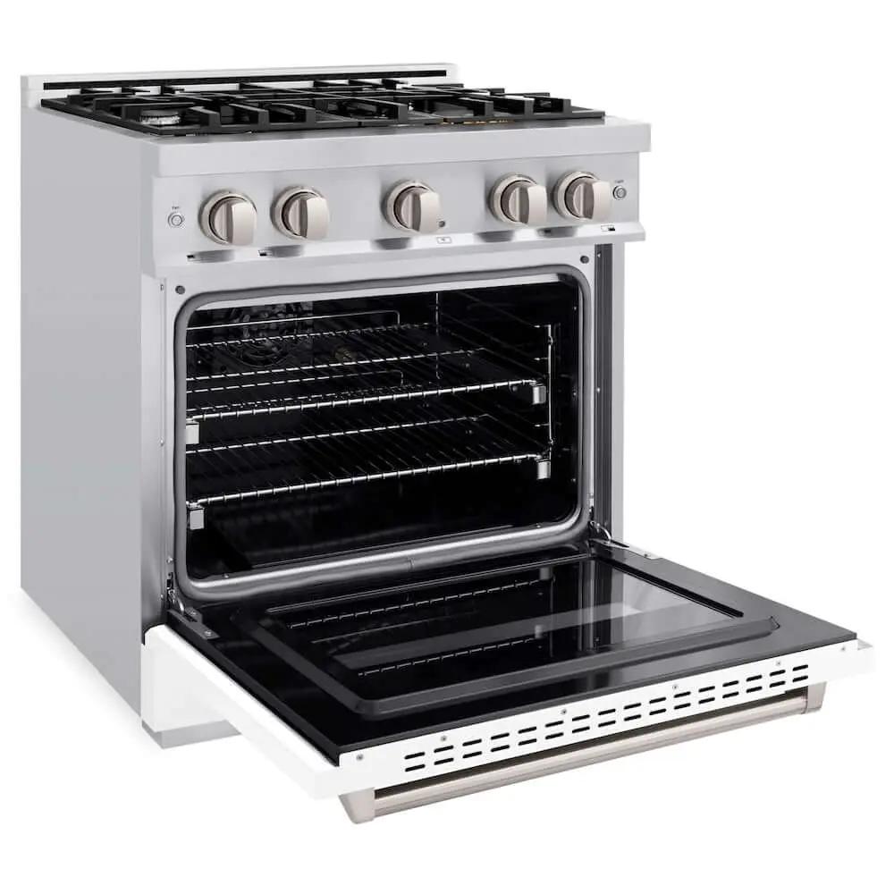 ZLINE 30"Classic Gas Range, Convection Gas Oven, Stainless Steel, White Matte Door CGR-WM-30 by Farmhouse Kitchen and Bath