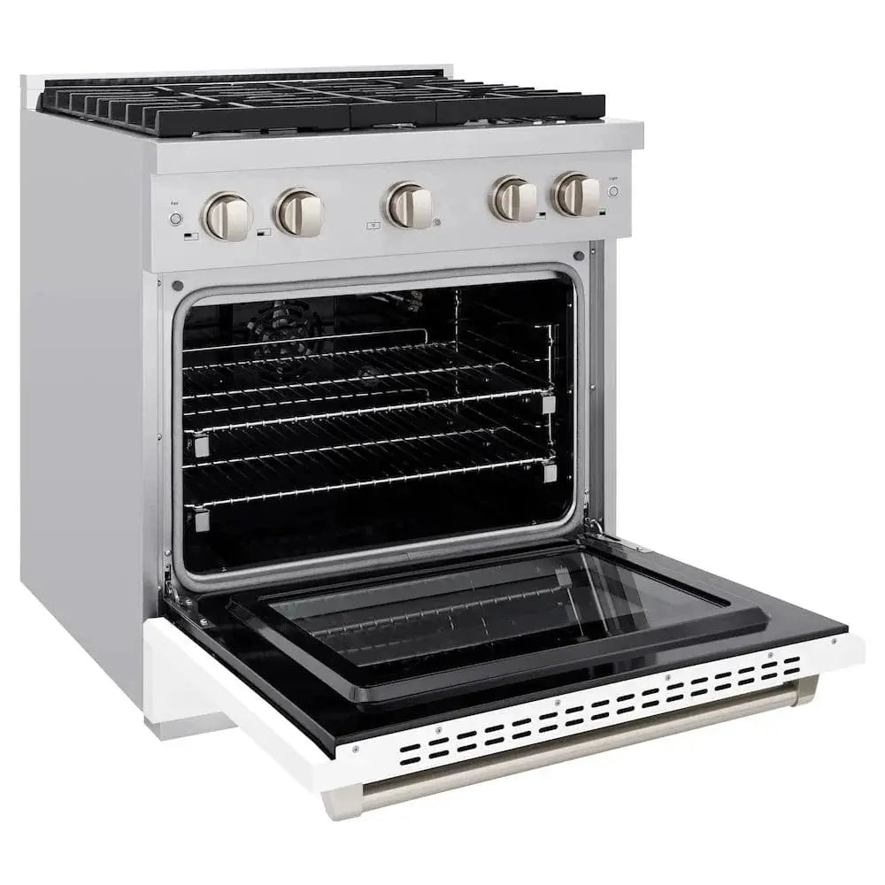 ZLINE 30"Paramount Dual Fuel Range Stainless Steel, White Matte, SDR-WM-30 by Farmhouse Kitchen and Bath