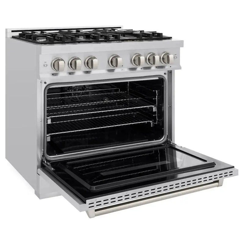 ZLINE 36" Dual Fuel Range, Gas Cooktop, Electric Convection Oven Stainless Steel, CDR36 by Farmhouse Kitchen and Bath